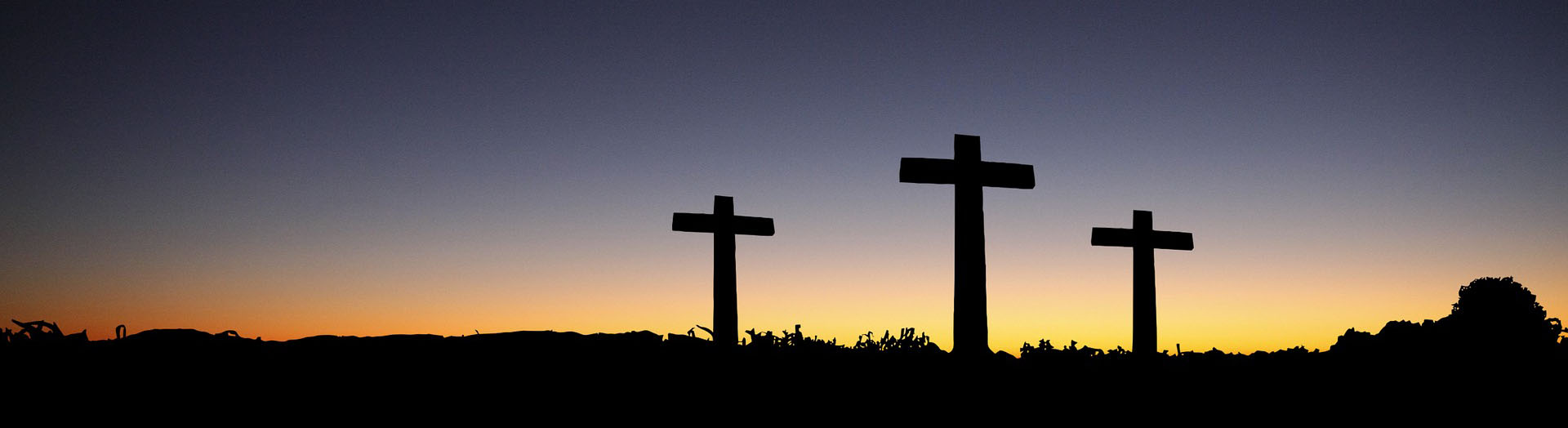 three crosses at sunset